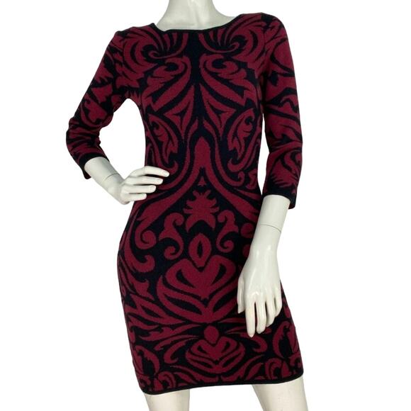 Ronny Kobo Long Sleeve Brocade Damask Bodycon Medium Dress - Picture 1 of 7